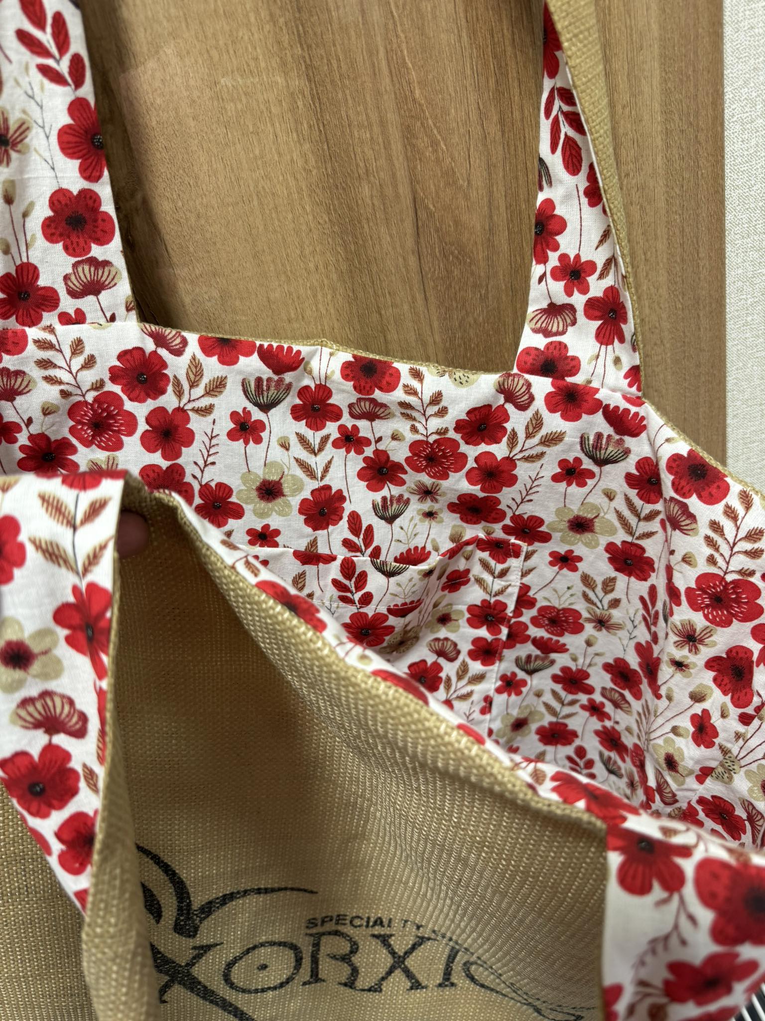 Shopper táska- Kávéimádóknak/ virágmintás - Image 3